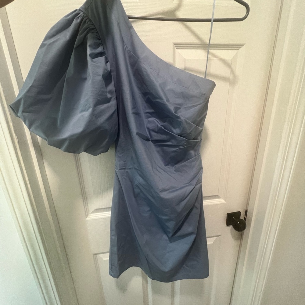 Blue Asymmetrical One-Shoulder Cocktail Dress